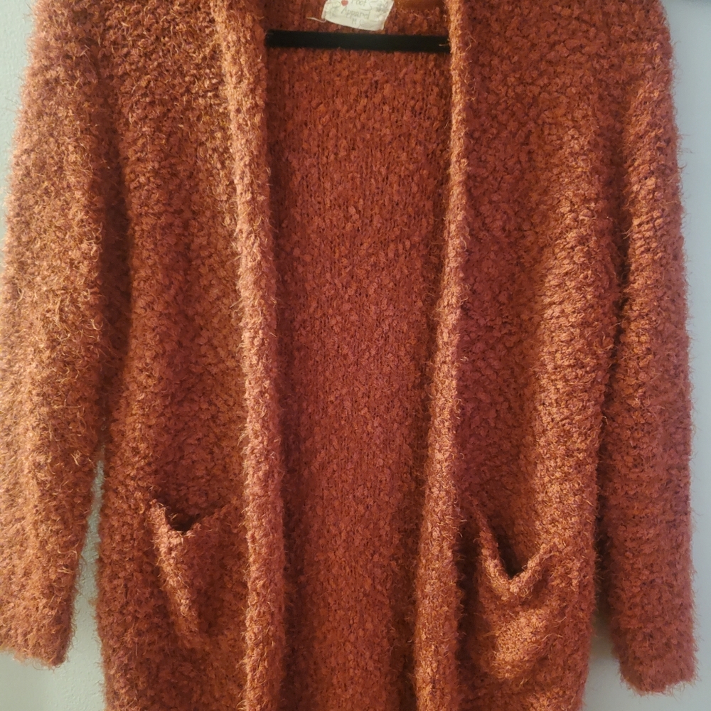 POOF APPAREL Open Front Hooded Cardigan Size Medium